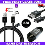 5M USB MICRO CABLE LEAD BLACK for ANDROID XBOX PS4p NEW