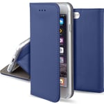 Moozy Case Flip Cover pour iPhone 6s, iPhone 6, Bleu foncé - Étui à rabat magnétique intelligent avec porte-cartes et support - Neuf