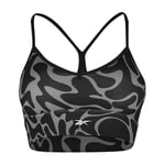 Reebok Womens Workout Ready All Over Print Tri Back Sports Bra, Black, L EU