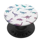 PopSockets Dinosaur Pattern Blue And Pink Watercolor White Background PopSockets Swappable PopGrip