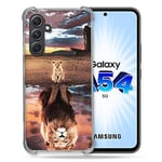 Cokitec Coque Renforcée en Verre Trempé pour Samsung Galaxy A54 5G Animal Lion Reflet