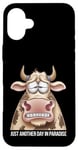 Coque pour iPhone 16 Plus Just Another Day In Paradise Cow Humour Sarcasme Femmes Hommes