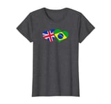 Womens UK Brazil Flag T Shirt Heart British Brazilian Love Cute T-Shirt