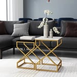 Nest Of Tables Coffee Table Set Steel Gold Frame Black White Living Room Tables