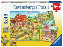 Ravensburger- Animaux Vacances à la Campagne-3 x 49 pièces-Puzzle pour Enfants à partir de 5 Ans, 05249, Multicolore