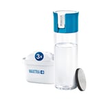 BRITA - Bouteille filtrante d'eau vitale, 3 filtres MAXTRA+ et 1 filtre MicroDisc en cadeau - Pack - Filtre jusqu'à 60 litres - 1 filtre dure 1 mois - Réduit le calcaire et le chlore - Bleu