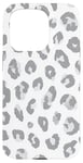 iPhone 15 Pro White Gray Cheetah Leopard Print Animal Skin Cute Trendy Case