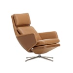 Grand Relax High, Basic Dark Power Coated Base, Back/Seat Leather Premium Sand, Felt Glides For Hard Floor