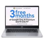 Acer Chromebook 315 CB315-4H Laptop - Intel Celeron N4500, 8GB, 128GB eMMC, Integrated Graphics, 15.6" Full HD, Google Chrome OS, Silver