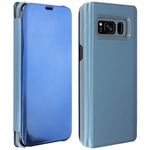 Étui Galaxy S8 Chromé Clapet Translucide Rigide Fin Léger - bleu