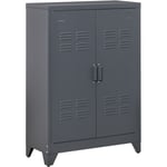 Homcom - Armoire de rangement métal design industriel - 2 étagères - structure piètement tôle métal gris anthracite