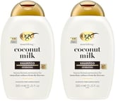 OGX - Shampoing Coconut Milk (385 ml) – Shampoing hydratant au lait de coco – Soin capillaire sans parabène et sans tensioactifs sulfatés (Lot de 2)