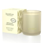 Jean & Len Aromatic Therapy Bergamot & Cedarwood, bougie en cire naturelle de soja, parfum stimulant, durée de combustion 4 hs, bougie parfumée en verre, végétalien, 120 gr