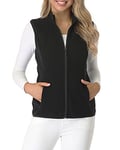 fuinloth Manteaux sans Manche Femme Chaud Polaire Zippé Gilet Veste pour Printemps Automne Hiver Noir XXL