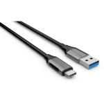 USB-C han - USB3.0-A han kabel, 0,2m 0,2m, Grå/Svart, Max data- & ladehastigh