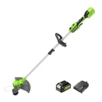 Greenworks 24V Cordless Strimmer Lawn Edger With Wheel For Medium Gardens, 33cm Cutting Width, Autofeed 2mm Nylon Line, 24V 4Ah Battery & Charger, 3 Year Guarantee GD24LT33K4