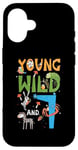 Coque pour iPhone 16 Anniversaire du zoo pour enfant de 7 ans - Animaux de la jungle