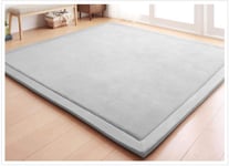 Tapis Shaggy Tapis Tapis de Jeu en Velours Corail Tapis Rampant pour pépinière Bébé Enfant en Bas âge Enfants Chambre pour Enfants Tapis de Yoga Tapis d'exercice (Gris 200x200Cm)