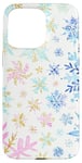 iPhone 15 Pro Max Pink & Blue Cute Snowflake Winter Coquette Christmas Pattern Case