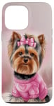 iPhone 13 Pro Max Aesthetic Pink Christmas Yorkshire Terrier Holiday Xmas Case