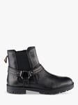 Silver Street London Montague Leather Buckle Biker Boots, Black