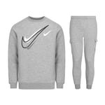 Nike Sportswear Mens Multi Swoosh Graphic Fleece Tracksuit Set, Grey Cotton - Size X-Large