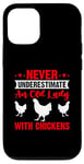 Coque pour iPhone 14 Pro Ne sous-estimez jamais une vieille dame avec des poulets