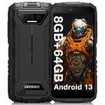 DOOGEE S41T (2024) Rugged Phone, Android 13 Rugged Smartphone, 6300mAh, 8GB + 64GB(1TB Expand) Octa-Core, 5.5" HD+ Display, 13MP Camera, 4G Dual SIM IP68 Waterproof Mobile Phones,Face ID, NFC - Black