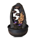 Fontaine d’Intérieur Bouddha Ganesh avec Lumière LED Colorée – Décoration Feng Shui Zen - Fontaine de Table Bureau Chambre Salon - Circuit fermé – Cadeau Porte-Bonheur – H 40cm – Mystic Zen’Light