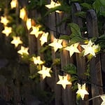 FANSIR String Lights, 23ft 50 Fairy Lights Outdoor Solar Powered Led Star Waterproof 8 Modes Decorative Light for Garden Patio Yard Home Wedding Party, Warm White