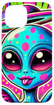 Coque pour iPhone 15 Alien coloré avec halo et ailes Pop Art cool