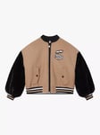 BOSS Kids' Logo Iconic Stripe Bomber Jacket, Beige/Multi