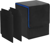 Boîte De Rangement Carte Magic,Deck Box Compatible Avec Mtg Cartes,Jusqu'à 100+ Tcg Cartes,Boite Carte Mit Deux Intercalaires Carte,Compatible Avec Cartes Tcg Commander Ptcg,Noir Bleu