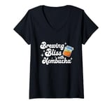 Womens Brewing Bliss With Kombucha Home Brew Brewer V-Neck T-Shirt