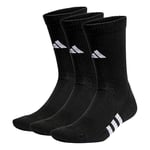 adidas Mixte Socks Performance Cushioned Crew 3 Pairs, Black/Black/Black, IC9521, L