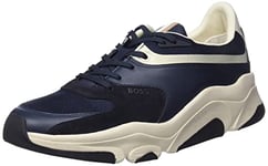 BOSS Mens Asher Runn Hybrid Trainers with Leather facings Size 8 Dark Blue
