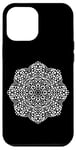 Coque pour iPhone 12 Pro Max Blanc sur pois noirs délicats Mandala Formes noires Mania