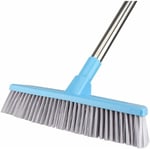 Brosse à récurer pour plancher avec manche long réglable - 116 cm, poils raides, balai extérieur intérieur pour nettoyer la salle de bain, cuisine,