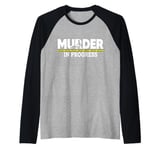 Murder in Progress Mystery Dinner Crime Scene Party Outfit Raglan Baseball Tee