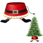 LED Light Christmas Tree Collar Santa Suit Stand Skirt Cover XmasTree Decor 22''