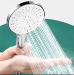 Pommeau de douche, pommeau de douche, avec 5 types de jets, économiseur d'eau (diamètre : 120 mm), douchette à main avec réglage à une main et buse anti-bourrage en silicone (sans tuyau),