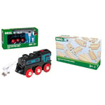 BRIO World Rechargeable Battery Engine Train for Kids Age 3 Years Up & World Train Track Expansion Pack Intermediate for Kids Age 3 Years Up - Compatible With All Railway Sets and Accessories