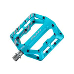 Funn Funndamental Pédales Plates - Pédales de vélo à Plateforme Large pour BMX/VTT, Adhérence réglable pour Une stabilité exceptionnelle, Axe CrMo de 9/16 Pouces (Turquoise)