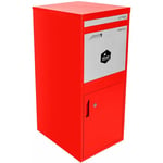 SMART PARCEL BOX - Boîte aux lettres / colis Extra-Large Rouge à accès frontal et arrière en acier - Rouge