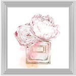 Framed Liquid Art Picture Perfume Bottle Bloom Pink II' Framed Painting FS196 56x56cm White Lyon Frame Finished with liquid art resin