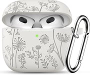 Fleurs Gravure Étui pour Coque Airpods 3e Génération,Silicone Antichoc Protectrice Housse Compatible avec Apple Airpods 3 Case 2021,avec Mousqueton [LED Visible à l'avant],Lumiere Stellaire