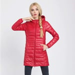 WEIYYY Doudoune Femme Nouveau Hiver Chaud Vestes Femmes Longue légère    Doudoune 5XL 6XL 7XL ultraléger à Capuche Manteaux, Rouge, M