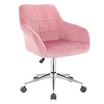 WOLTU 1 X Chaise de Bureau à roulettes,Tabouret de Bureau Tabouret roulettes pivotant et réglable en Velours, Rose BS79rs