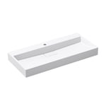 Sogood Lavabo Suspendu avec Bonde Vasque à Poser Blanc Mat 100cm x 46 cm x 11cm Evier Rectangulaire Colossum19-1000