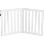 COSTWAY Barrière pour Chien en Bois 2 Panneaux Autoportante Charnières Métalliques à 360° Antidérapants 60cm pour Escaliers Blanc